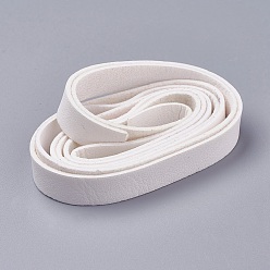 White Single-sided Flat Faux Suede Cord, Faux Suede Lace, White, 10x1.5mm, about 1.09 yards(1m)/strand