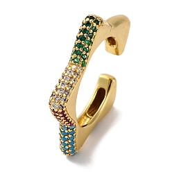 Разноцветный Кольца-манжеты для женщин с открытыми кольцами из латуни и кубическим цирконием в виде звезды, без свинца и без кадмия, долговечный, реальный 18 k позолоченный, красочный, 3.5 мм