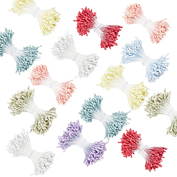 Mixed Color 8 Bundles 8 Colors Gypsum with Cotton Cord Artificial Flower Core, Mixed Color, 57x2mm, 400pcs/bundle, 1bundle/color