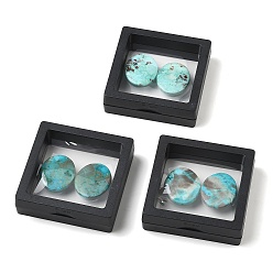 Oval Natural Chrysocolla Cabochons, Flat Back, with Floating Thin Film Display Case, Oval, 30x24.5~25x3.5mm