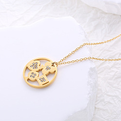 Золотой Кольцо из нержавеющей стали с кристаллами и стразами, с подвеской в виде игральной карты, ожерелье для женщин и девочек, золотые