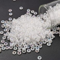 (161F) Transparent AB Frost Crystal Toho 6/0 полукруглые бусины, японский бисер, (161 f) прозрачный аб морозный кристалл, 4x1.9 мм, отверстие : 1.5 мм, около 13500шт./фунт(450г)