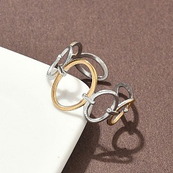 Золотой & Цвет Нержавеющей Стали 304 двухцветные манжетные кольца из нержавеющей стали, ионное покрытие (ip), золотые и нержавеющая сталь цвет, 13.5 мм