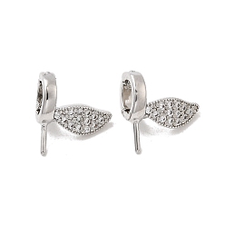 Платина Латунные микро проложить кубического циркония кулон поручительств, шапка из бисера, лист, платина, 12.5x11x6 мм, отверстие : 5x3 мм