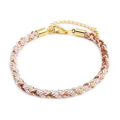 Розовый 4браслеты из плетеного нейлонового шнура толщиной ⅛ дюйма, с латунными выводами и 304 застежками из лобстера из нержавеющей стали, долговечный, золотые, туманная роза, 7-3/4 дюйм (19.7 см)