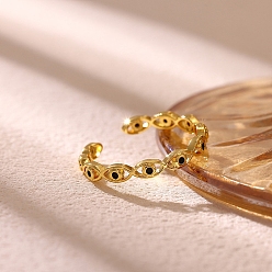 Золотой Латунные микропаве кубические цирконии манжеты открытые кольца для женщин, злые глаза, золотые, 3 мм, внутренний диаметр: 16.8 мм