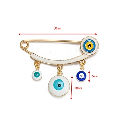 Evil Eye Брошь-подвеска из сплава сглаза с эмалью, золотые, злые глаза, 50 мм, Кулон : 6~18 мм