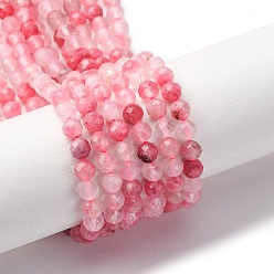 Родонит Природные родонит бисер нитей, граненые, круглые, 4.5 мм, отверстие : 0.7 мм, около 89~92 шт / нитка, 14.88''~15.47'' (37.8~39.3 см)