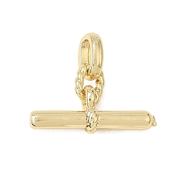 Real 18K Gold Plated Brass Pendants, T Bar Charms, Rack Plating, Long-Lasting Plated, Cadmium Free & Lead Free, Real 18K Gold Plated, 8x20x4.5mm, Hole: 4x2.5mm