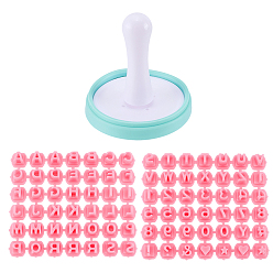 Salmon 1 Bag Letter & Number PP Plastic Cookie Stamps, Baking Tools, Salmon, 64x20.5mm