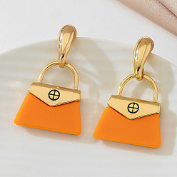 Bag Серьги-гвоздики из сплава и акрила, золотые, пакет, 56x34 мм