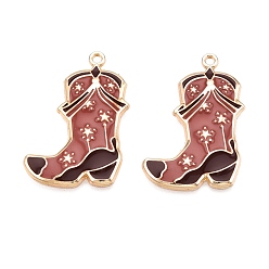 Кокосово-Коричневый Стойки обшивки сплава эмали подвески, без кадмия, без никеля и без свинца, золотой свет, шарм ковбойских сапог, кокосового коричневый, 35x23x2.5 мм, отверстие : 1.6 мм