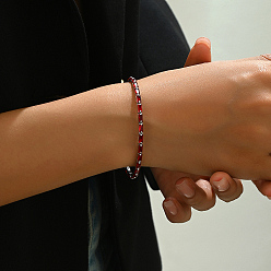 Красный Элегантные латунные браслеты-цепочки с кубическим цирконием для ежедневного ношения женщинами, платина, красные, внутренний диаметр: 2-3/8~2-3/4 дюйм (6~7 см)