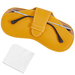 (932FM) Темно-синий аква-матовый с подкладкой 1чехол для очков из искусственной кожи, для очков, солнцезащитные очки протектор, темно-золотистые, сгиб: 87x175x8 мм, развернуть: 163x175x8 мм