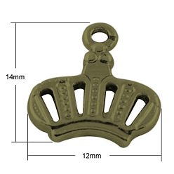 Античная Бронза Подвески из сплава в тибетском стиле, без кадмия, без никеля и без свинца, корона, античная бронза, 14x12x2 мм, отверстие : 1 мм