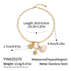 Turtle 304 ожерелья с геометрическими подвесками из нержавеющей стали для женщин, реальный 18 k позолоченный, черепаха, 15.35 дюйм (39 см)