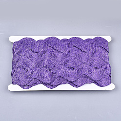 Blue Violet Polyester Ribbons, Wave Shape, Blue Violet, 1-1/2 inch(38mm)~1-5/8 inch(40mm), 10Yard/card