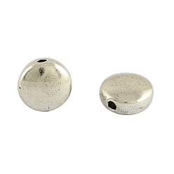 Antik Silber Farbe Tibetischen Stil flache runde Legierung Perlen, cadmiumfrei und bleifrei, Antik Silber Farbe, 6x3 mm, Bohrung: 1 mm