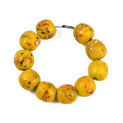 Желтый Бусины лэмпворк , круглые, желтые, 20.5-21x19-20 мм, отверстие : 4 мм