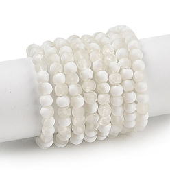 Белый Матовое стекло треск бисер нитей, рондель, белые, 4.5x3.5 мм, отверстие : 0.8 мм, около 222 шт / нитка, 30.71''~31.10'' (78~79 см)