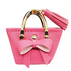 Hot Pink Imitation Leather Bowknot Handbag Model, Micro Landscape Home Dollhouse Accessories, Pretending Prop Decorations, Hot Pink, 65x70x40mm