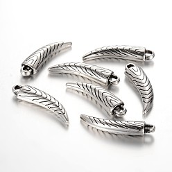 Antique Silver CCB Plastic Pendants, Scabbard/Tusk Shape, Antique Silver, 42x10.5x6mm, Hole: 3.5x3mm