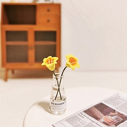 Оранжевый Модель вазы для цветов лилии из смолы и стекла, аксессуары для домашнего кукольного домика с микро-ландшафтом, притворяясь опорными украшениями, оранжевые, 47x12 мм