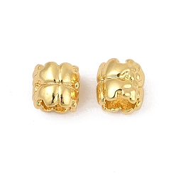 Настоящее золото 18K Spacer бисер латунные, клевер, реальный 18 k позолоченный, 5x5 мм, отверстие : 3 мм