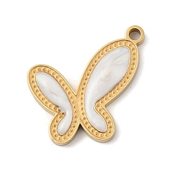 Настоящее золото 18K 304 нержавеющей стальной эмали подвески, лазерная резка, очарование бабочки, реальный 18 k позолоченный, 20x15x2.5 мм, отверстие : 1.5 мм