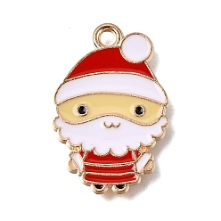 Santa Claus Сплав с подвесками из красной эмали, прелести рождественской тематики, золотой свет, Дед Мороз, 22.5x15x1 мм, отверстие : 1.6 мм