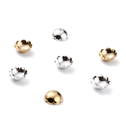 (52) Непрозрачная лаванда Шапочки и конусы для бусин, латунные, 8-лепесток, цветок, разноцветные, 8x3 мм, отверстие : 1 мм