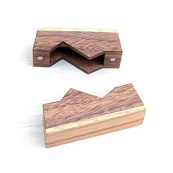 Sienna Trapezoid Wood Rings Gift Boxes, Wedding Ring Case with Magnetic Clasps, Sienna, 2x7x4.8cm