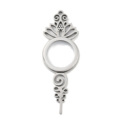 Нержавеющая Сталь Цвет 304 подвески-медальоны из нержавеющей стали, со стеклом, цветочный шарм, цвет нержавеющей стали, 69.5x24.5x6 мм, отверстие : 2.5 мм
