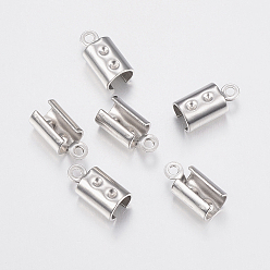 Нержавеющая Сталь Цвет Устойчив к потускнению 304 наконечник шнура из нержавеющей стали, Складывающиеся обжимные концы, загибаем концы шнура, цвет нержавеющей стали, 11x5.5x5 мм, отверстие : 1.2 мм