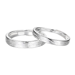  Anti-Tarnish 925 Sterling Silver Couple Rings, Light Luxury and Simple Design, Adjustable Open Rings, Platinum, Female Inner Diameter: US Size 6 3/4(17mm), Male Inner Diameter: US Size 8(18mm)