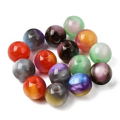Color mezclado Dos cuentas europeas de resina tono, abalorios de grande agujero, rondo, color mezclado, 20x18.5 mm, agujero: 5.5 mm