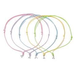 Нержавеющая Сталь Цвет 5 шт 5 цвета регулируемый вощеный полиэстеровый шнур изготовление ожерелий, с 304 держателями для ледоруба из нержавеющей стали, разноцветные, цвет нержавеющей стали, 14.17~26.77 дюйм (36~68 см), 1 шт / цвет