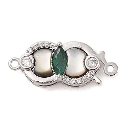 Платинированный Латунный микропаве, прозрачный корпус из циркония, крючок и S-образные застежки, без кадмия, без никеля и без свинца, Реальная платина, 20 мм, отверстие : 1 мм