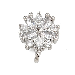 Платина Латунные микро проложить кубического циркония подвески, , стойки покрытие, долговечный, без свинца и без кадмия, платина, 12x9x3.5 мм, отверстие : 1.6 мм