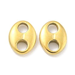 Настоящее золото 18K Вакуумное покрытие pvd 304 овальные соединители из нержавеющей стали, ссылки на кофейные зерна, реальный 18 k позолоченный, 10.5x8x2.3 мм, отверстие : 2.7 мм