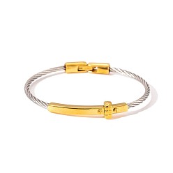 Золотой & Цвет Нержавеющей Стали 304 браслеты из нержавеющей стали, браслеты из витой веревки, золотые и нержавеющая сталь цвет, внутренний диаметр: 2-3/8 дюйм (6 см)