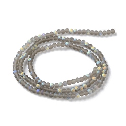 Gray Imitation Jade Glass Beads Strands, Half AB Color Plated, Faceted, Frosted, Rondelle, Gray, 3x2mm, Hole: 0.7mm, about 155pcs/strand, 15.75''(40cm)