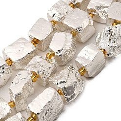 с Покрытием Серебра Цепочки из натурального пирита с гальваническим покрытием, самородки, с бисером, со серебряным покрытием, 13~20x11~16x11~15 мм, отверстие : 1.6 мм, около 10 шт / нитка, 7.48~7.87'' (19~20 см)