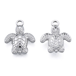 Нержавеющая Сталь Цвет Не тускнеющие 201 подвески из нержавеющей стали, черепаха, цвет нержавеющей стали, 18.5x15x3 мм, отверстие : 1.8 мм