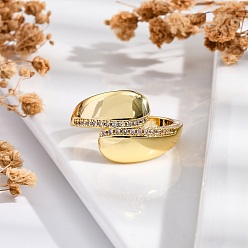 Настоящее золото 18K Кольца-манжеты для пальцев с покрытием из латуни с микропаве из прозрачного кубического циркония для женщин, долговечный, реальный 18 k позолоченный, внутренний диаметр: 19 мм