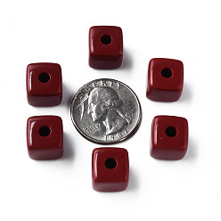Dark Red Opaque Acrylic Beads, Cube, Dark Red, 12.5x12.5x12.5mm, Hole: 3.5mm, about 263pcs/500g