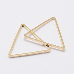 Golden Rack Plating Brass Linking Rings, Triangle, Golden, 24.5x22x1mm