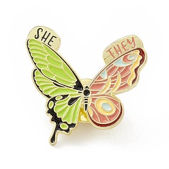 Dark Salmon Butterfly Enamel Pin, Gold Plated Alloy Lapel Pin Brooch for Backpack Clothes, Dark Salmon, 30x30.5x1.5mm