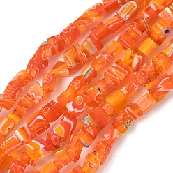 Коралловый Handmade millefiori lampwork beads strands, самородки, коралл, 2~7x4~7x3~6 мм, отверстие : 1 мм, 33.86'' (86 см)