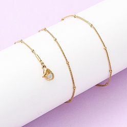 Золотой 304 ожерелья из круглой цепочки-змейки из нержавеющей стали с бусинами-рондель, золотые, 15.94 дюйм (40.5 см)